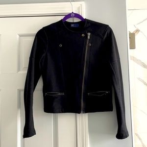 GAP Asymmetrical Zip Up Black Cotton Moto Jacket